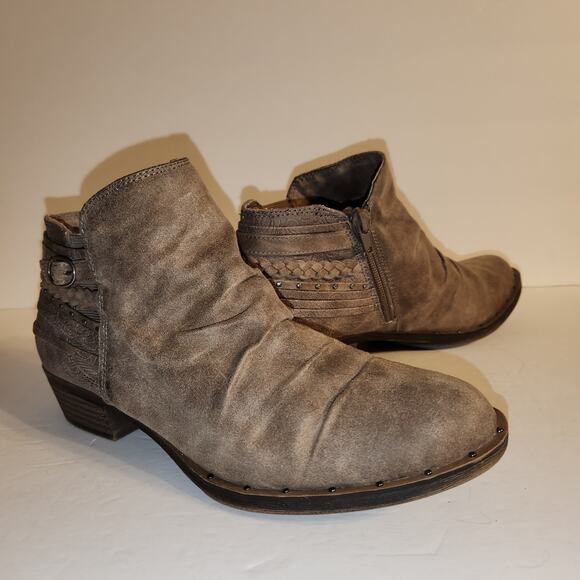 MAURICES 79071 Colby Scrunch Back Wrap Bootie Women 9 Tan Brown Faux Suede Strap - Picture 1 of 9